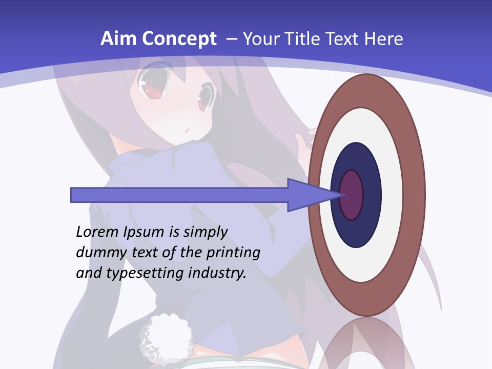 A Girl With Long Hair And A Blue Shirt Is Standing In Front Of A Purple PowerPoint Template