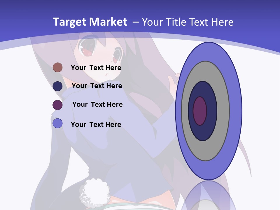 A Girl With Long Hair And A Blue Shirt Is Standing In Front Of A Purple PowerPoint Template