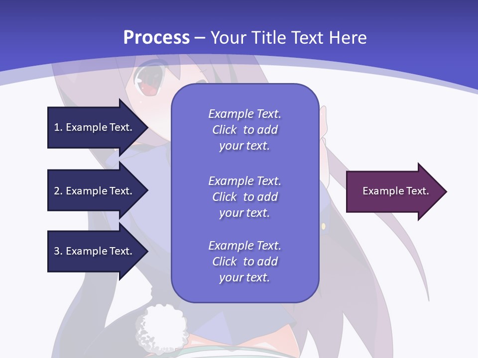 A Girl With Long Hair And A Blue Shirt Is Standing In Front Of A Purple PowerPoint Template