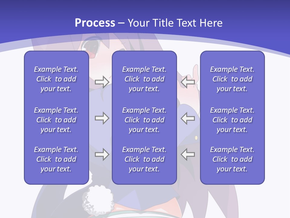 A Girl With Long Hair And A Blue Shirt Is Standing In Front Of A Purple PowerPoint Template