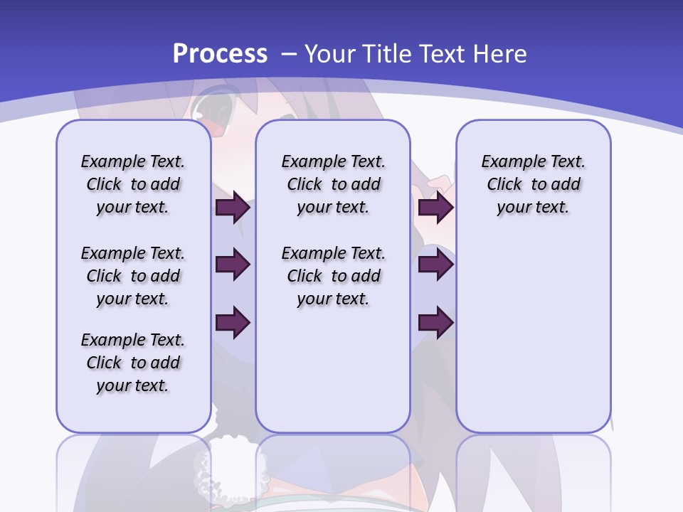 A Girl With Long Hair And A Blue Shirt Is Standing In Front Of A Purple PowerPoint Template