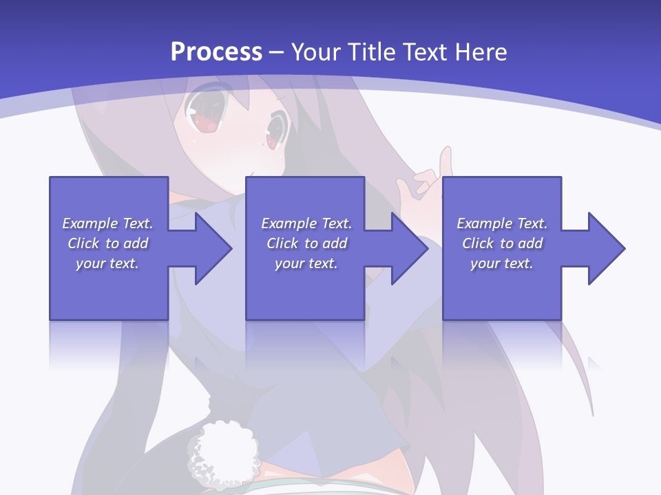A Girl With Long Hair And A Blue Shirt Is Standing In Front Of A Purple PowerPoint Template