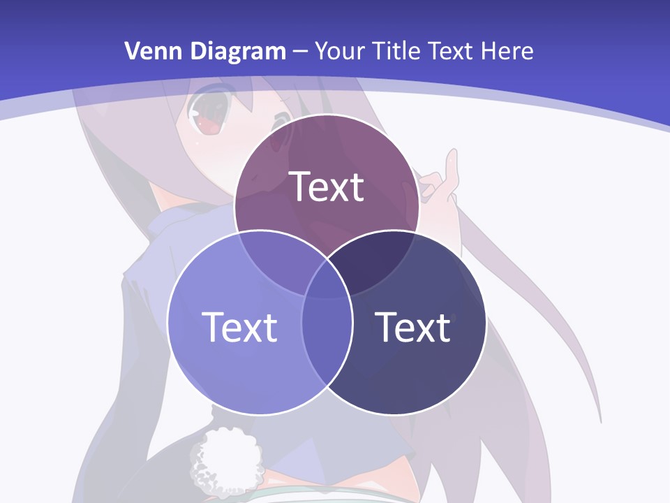 A Girl With Long Hair And A Blue Shirt Is Standing In Front Of A Purple PowerPoint Template