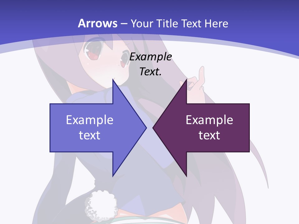 A Girl With Long Hair And A Blue Shirt Is Standing In Front Of A Purple PowerPoint Template