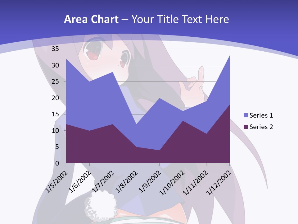 A Girl With Long Hair And A Blue Shirt Is Standing In Front Of A Purple PowerPoint Template