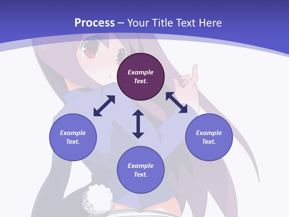 A Girl With Long Hair And A Blue Shirt Is Standing In Front Of A Purple PowerPoint Template