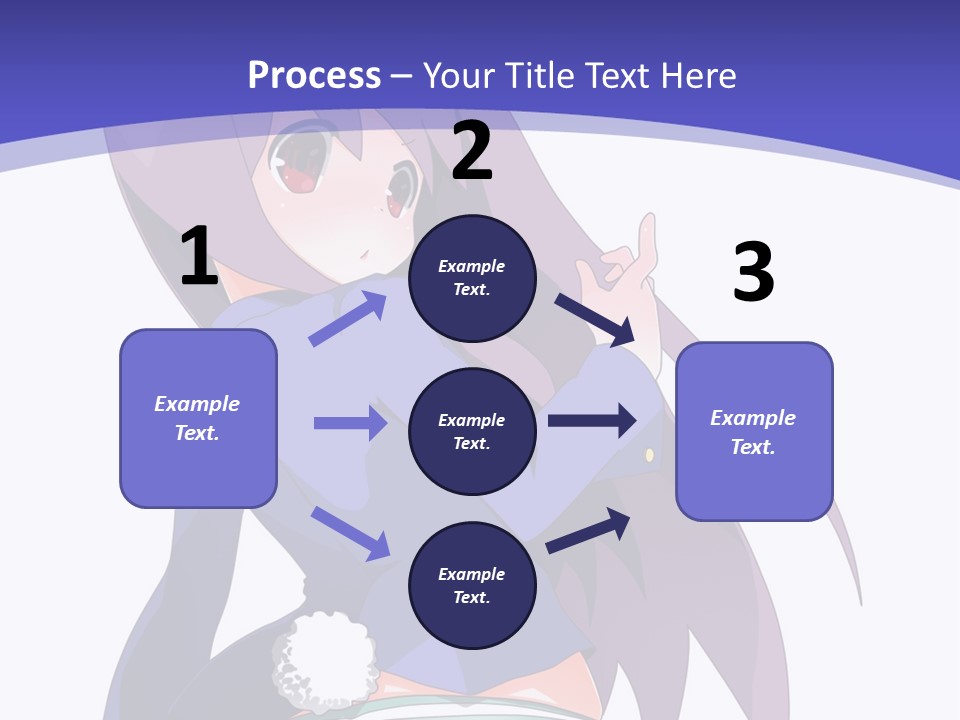 A Girl With Long Hair And A Blue Shirt Is Standing In Front Of A Purple PowerPoint Template