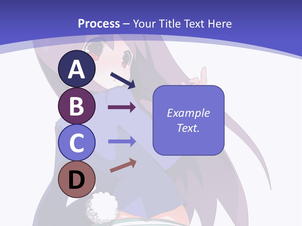 A Girl With Long Hair And A Blue Shirt Is Standing In Front Of A Purple PowerPoint Template