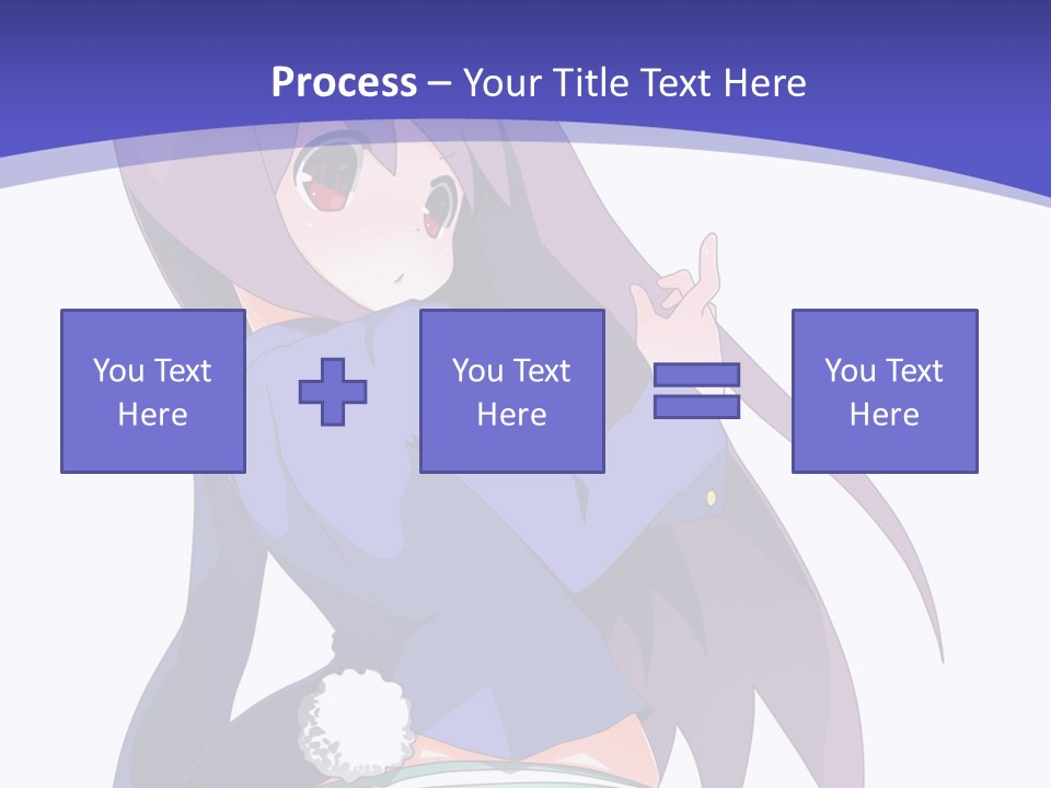 A Girl With Long Hair And A Blue Shirt Is Standing In Front Of A Purple PowerPoint Template