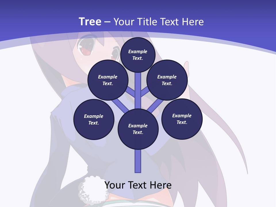 A Girl With Long Hair And A Blue Shirt Is Standing In Front Of A Purple PowerPoint Template