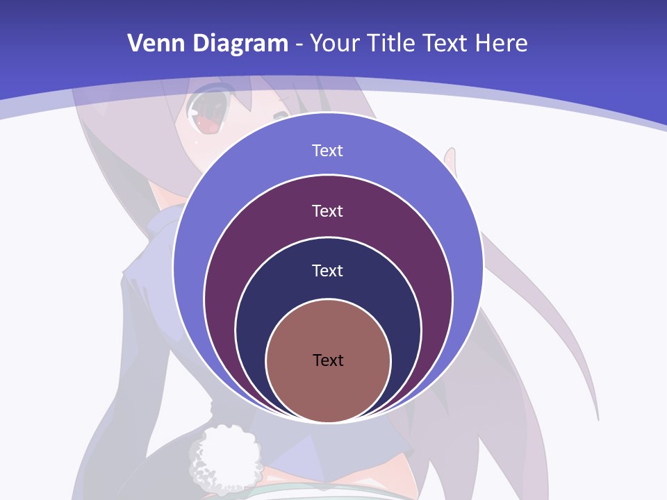 A Girl With Long Hair And A Blue Shirt Is Standing In Front Of A Purple PowerPoint Template