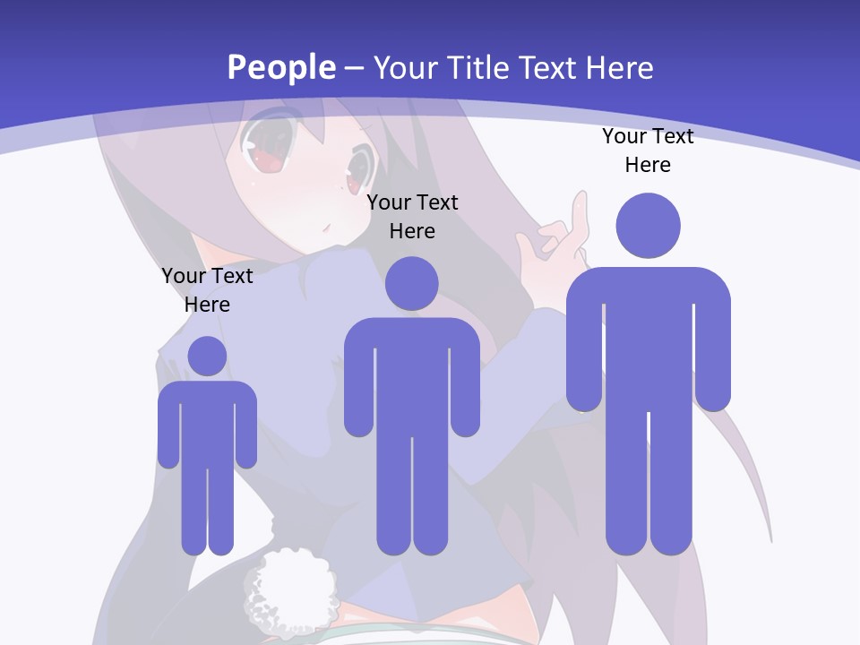 A Girl With Long Hair And A Blue Shirt Is Standing In Front Of A Purple PowerPoint Template