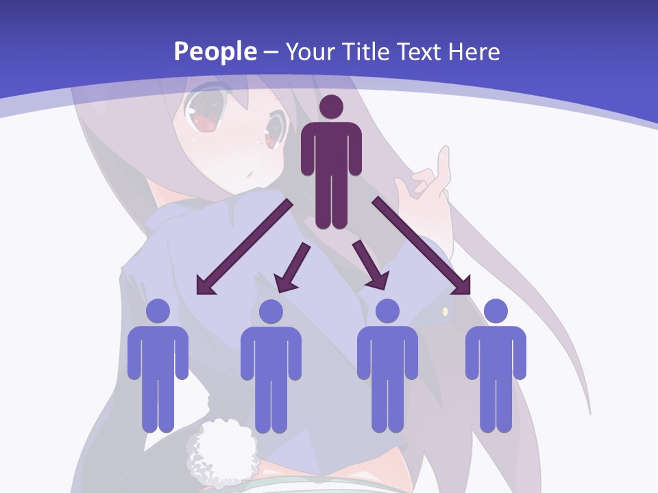 A Girl With Long Hair And A Blue Shirt Is Standing In Front Of A Purple PowerPoint Template