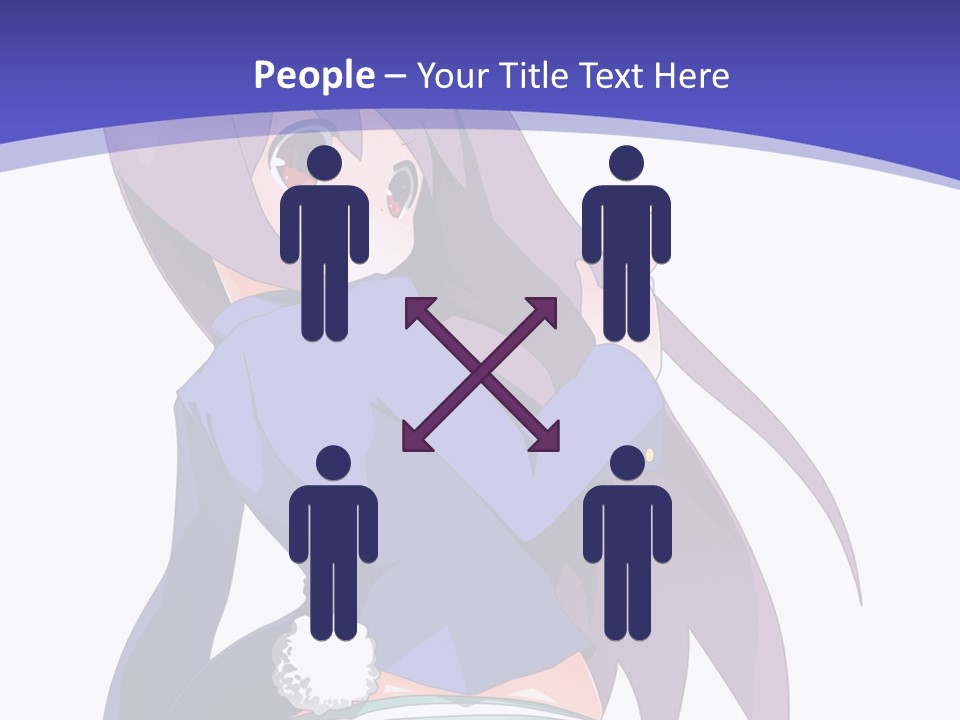 A Girl With Long Hair And A Blue Shirt Is Standing In Front Of A Purple PowerPoint Template