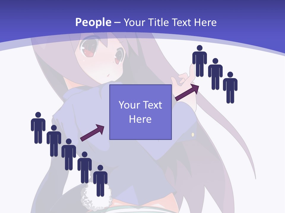 A Girl With Long Hair And A Blue Shirt Is Standing In Front Of A Purple PowerPoint Template