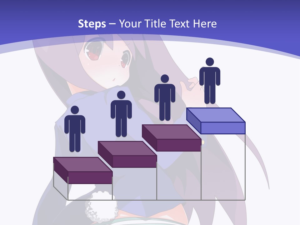 A Girl With Long Hair And A Blue Shirt Is Standing In Front Of A Purple PowerPoint Template