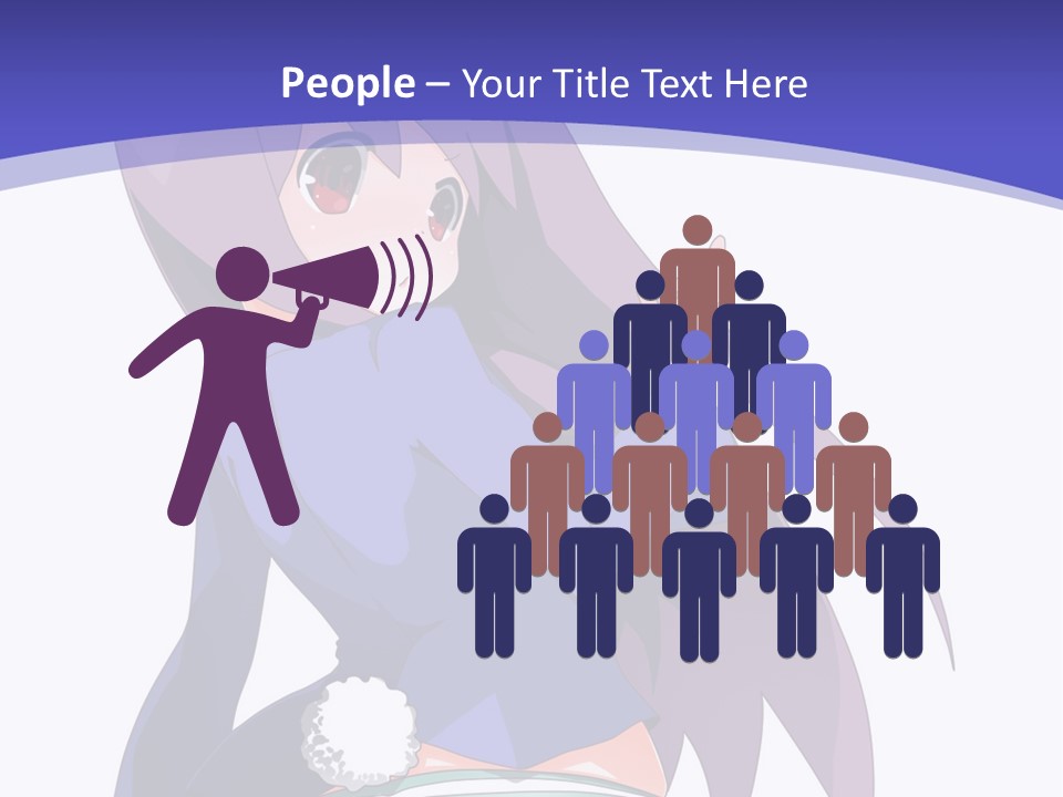 A Girl With Long Hair And A Blue Shirt Is Standing In Front Of A Purple PowerPoint Template