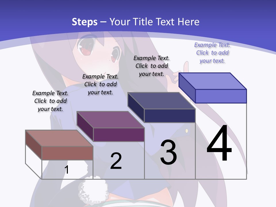 A Girl With Long Hair And A Blue Shirt Is Standing In Front Of A Purple PowerPoint Template