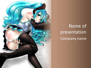 A Woman With Blue Hair And Black Stockings PowerPoint Template