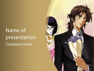 A Man In A Tuxedo And A Woman In A Dress PowerPoint Template