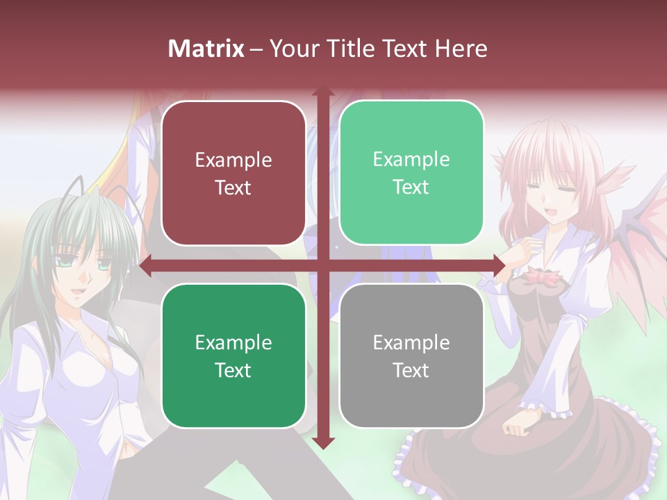A Group Of Anime Girls Sitting Next To Each Other PowerPoint Template