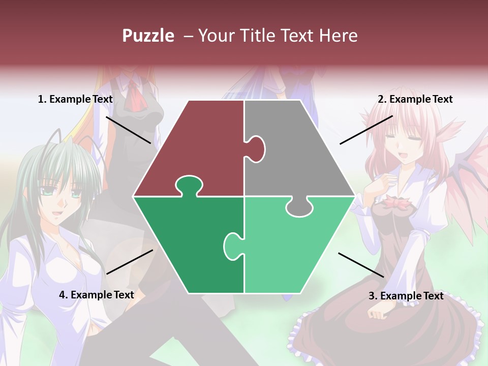 A Group Of Anime Girls Sitting Next To Each Other PowerPoint Template