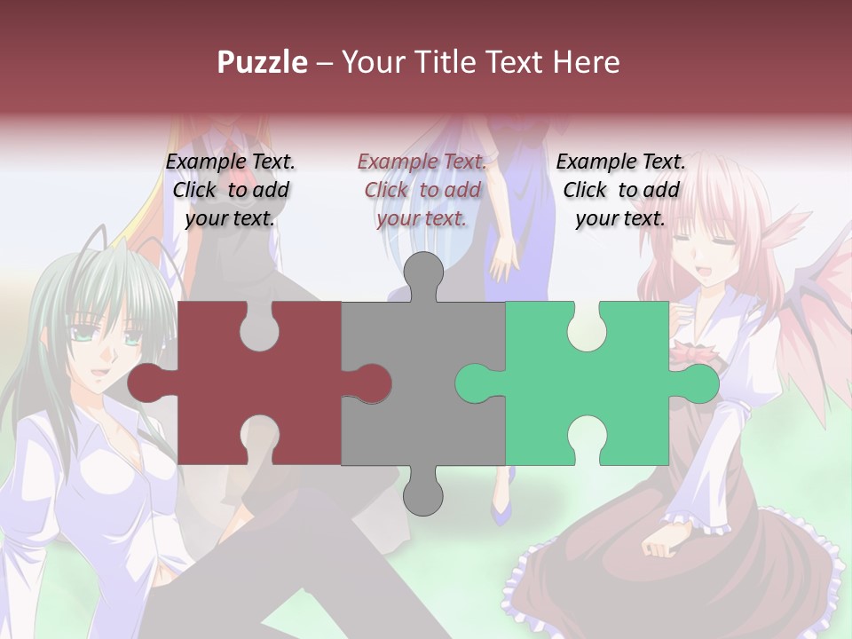 A Group Of Anime Girls Sitting Next To Each Other PowerPoint Template