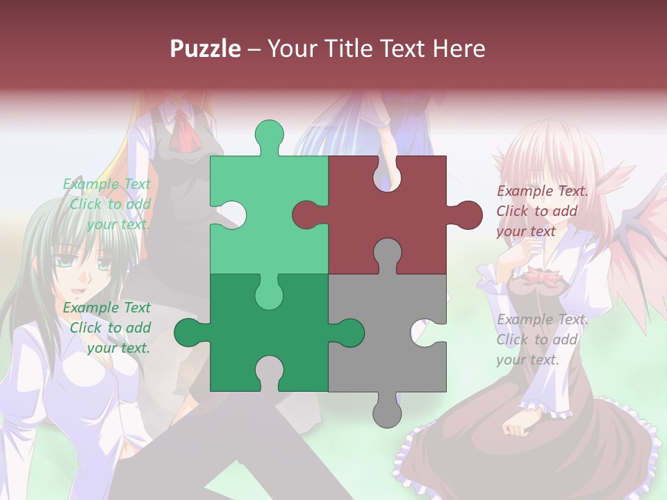A Group Of Anime Girls Sitting Next To Each Other PowerPoint Template