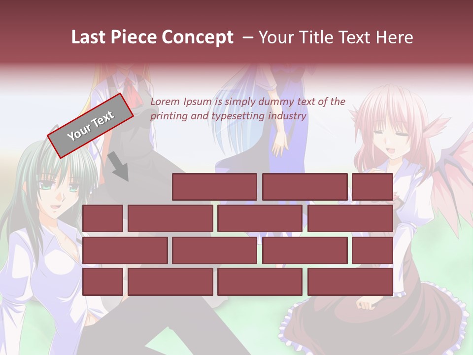 A Group Of Anime Girls Sitting Next To Each Other PowerPoint Template
