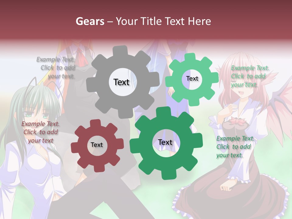 A Group Of Anime Girls Sitting Next To Each Other PowerPoint Template