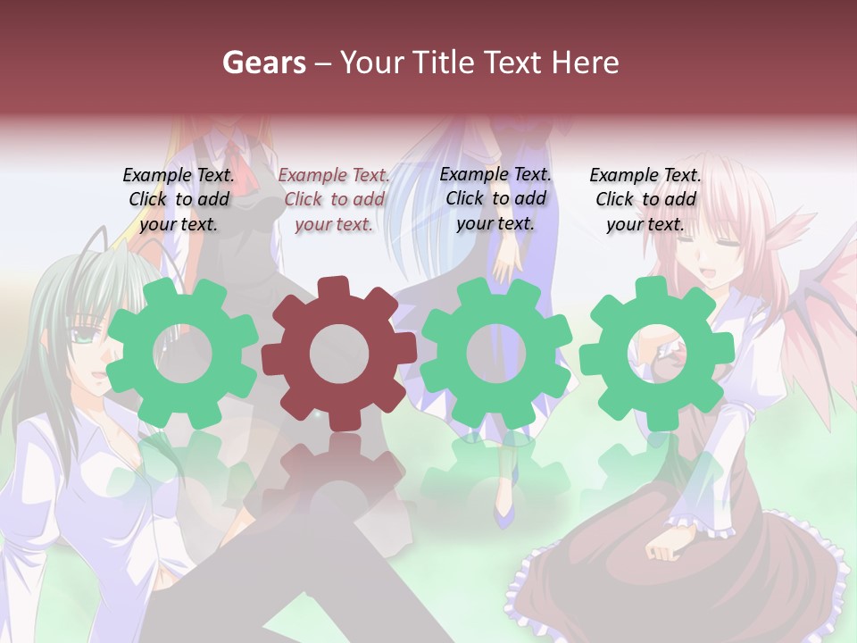 A Group Of Anime Girls Sitting Next To Each Other PowerPoint Template