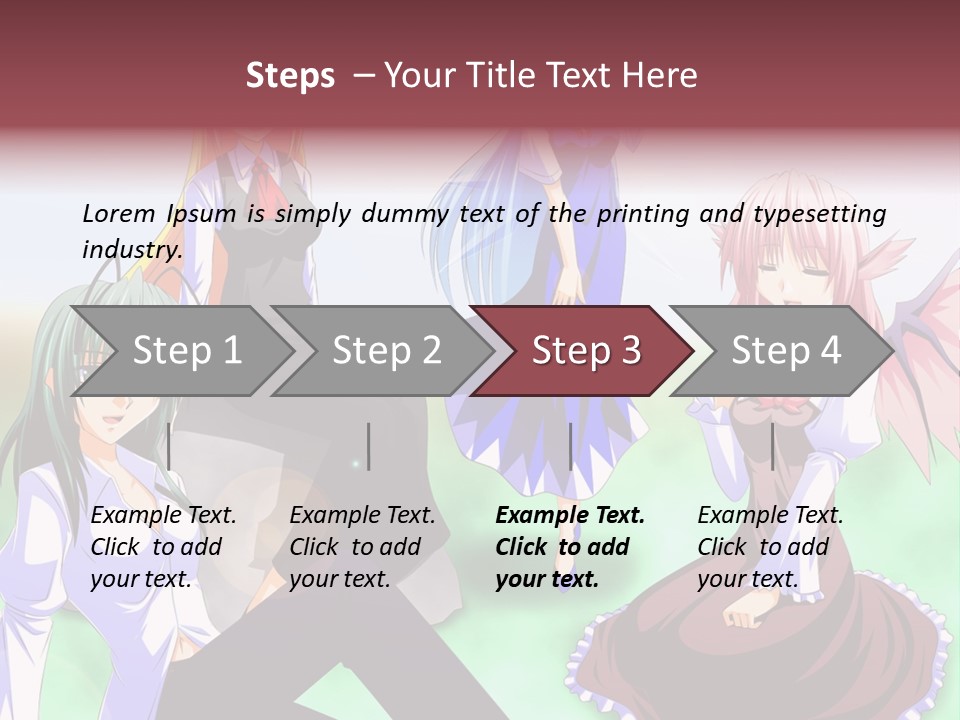 A Group Of Anime Girls Sitting Next To Each Other PowerPoint Template