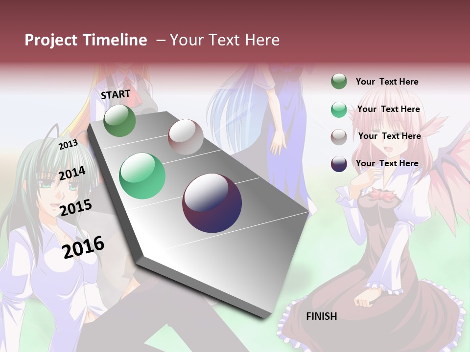 A Group Of Anime Girls Sitting Next To Each Other PowerPoint Template