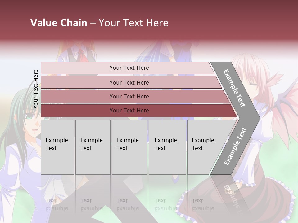 A Group Of Anime Girls Sitting Next To Each Other PowerPoint Template