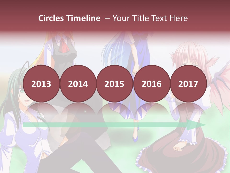 A Group Of Anime Girls Sitting Next To Each Other PowerPoint Template