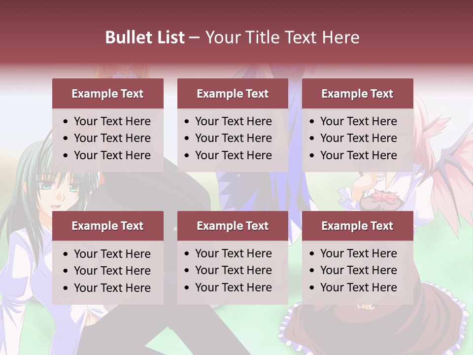 A Group Of Anime Girls Sitting Next To Each Other PowerPoint Template