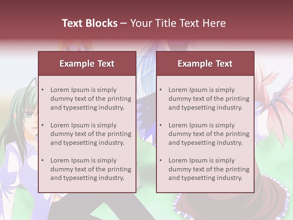 A Group Of Anime Girls Sitting Next To Each Other PowerPoint Template
