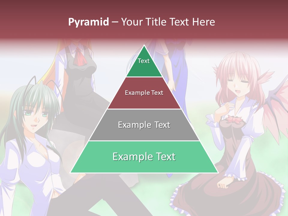 A Group Of Anime Girls Sitting Next To Each Other PowerPoint Template
