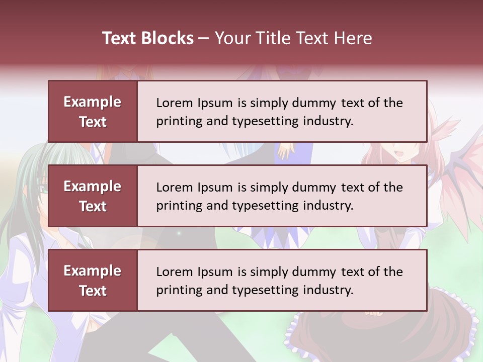A Group Of Anime Girls Sitting Next To Each Other PowerPoint Template