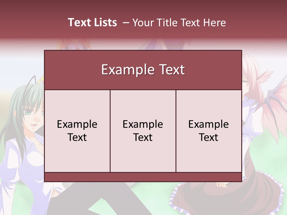 A Group Of Anime Girls Sitting Next To Each Other PowerPoint Template