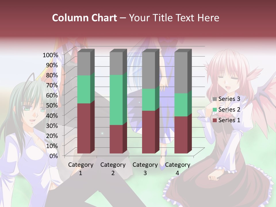 A Group Of Anime Girls Sitting Next To Each Other PowerPoint Template