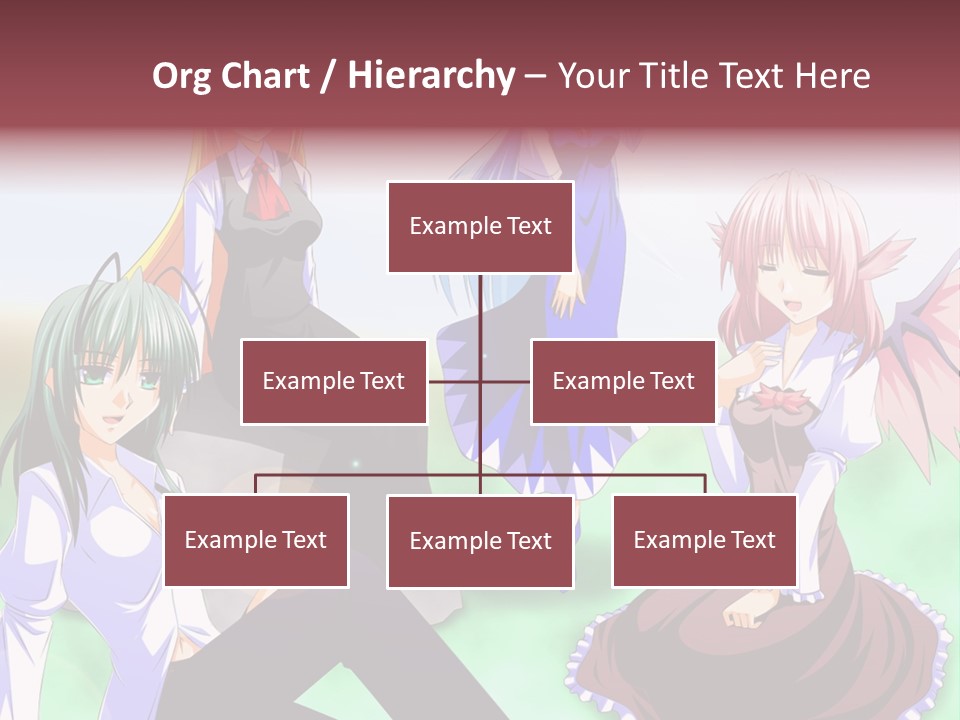 A Group Of Anime Girls Sitting Next To Each Other PowerPoint Template