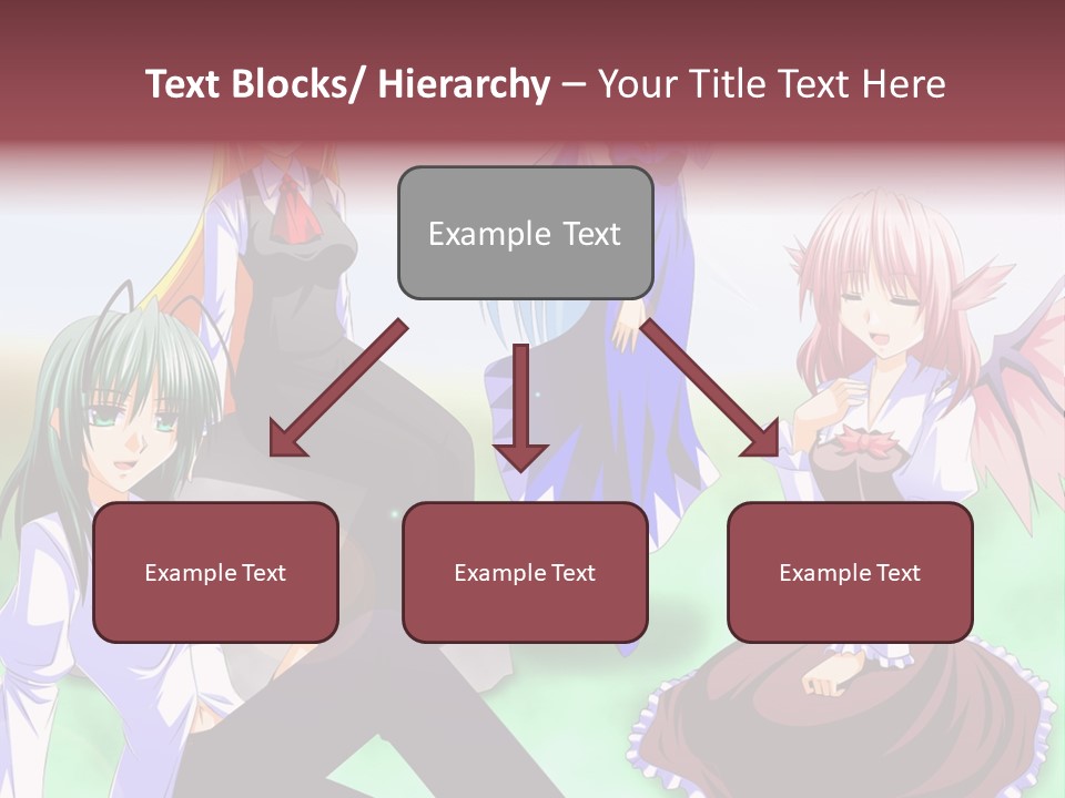 A Group Of Anime Girls Sitting Next To Each Other PowerPoint Template