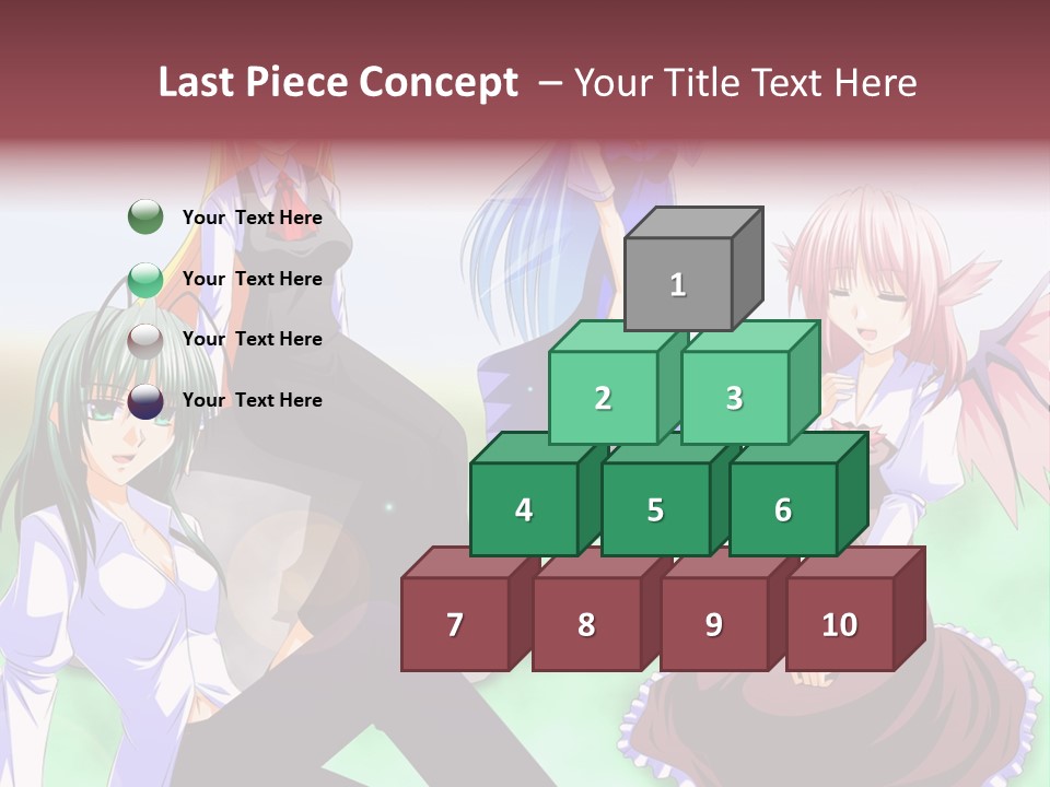 A Group Of Anime Girls Sitting Next To Each Other PowerPoint Template