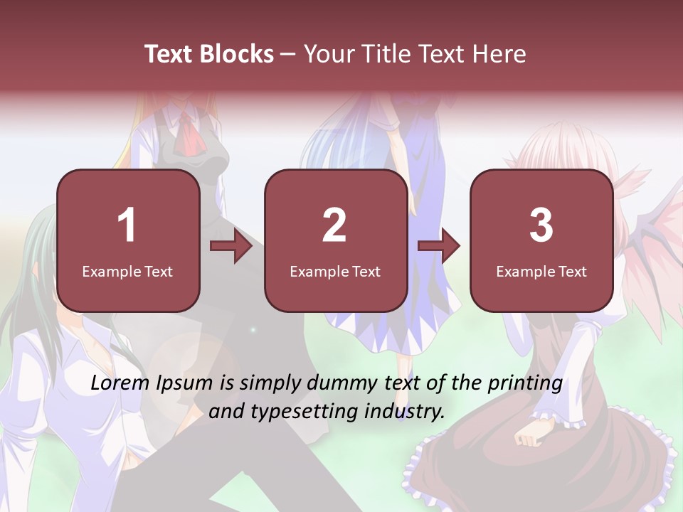 A Group Of Anime Girls Sitting Next To Each Other PowerPoint Template