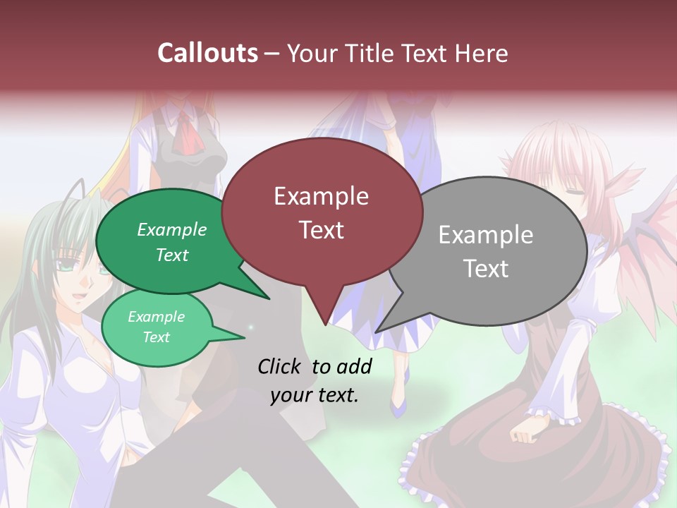 A Group Of Anime Girls Sitting Next To Each Other PowerPoint Template