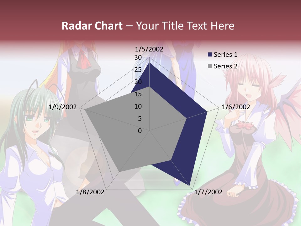 A Group Of Anime Girls Sitting Next To Each Other PowerPoint Template