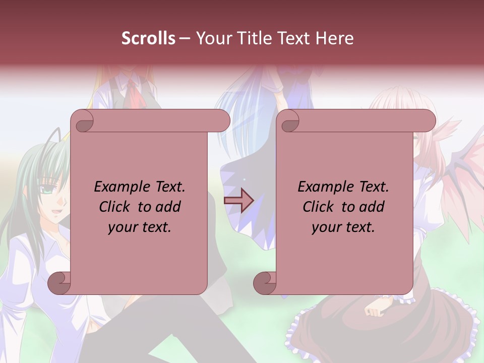 A Group Of Anime Girls Sitting Next To Each Other PowerPoint Template
