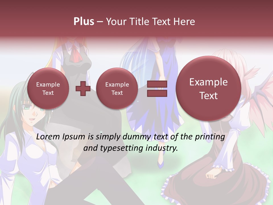 A Group Of Anime Girls Sitting Next To Each Other PowerPoint Template