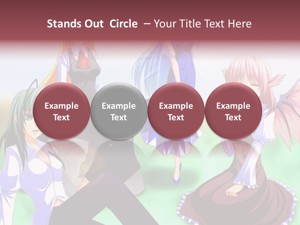 A Group Of Anime Girls Sitting Next To Each Other PowerPoint Template